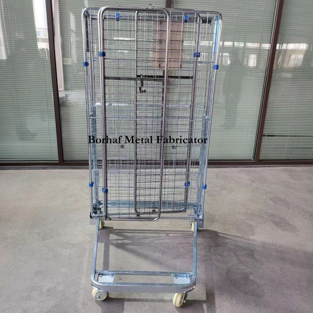 Australia 4 Sided a Frame Laundry Roll Cage for Collection and Distribution of Laundry with Double Front-Half Gate and Fold-up Shelf