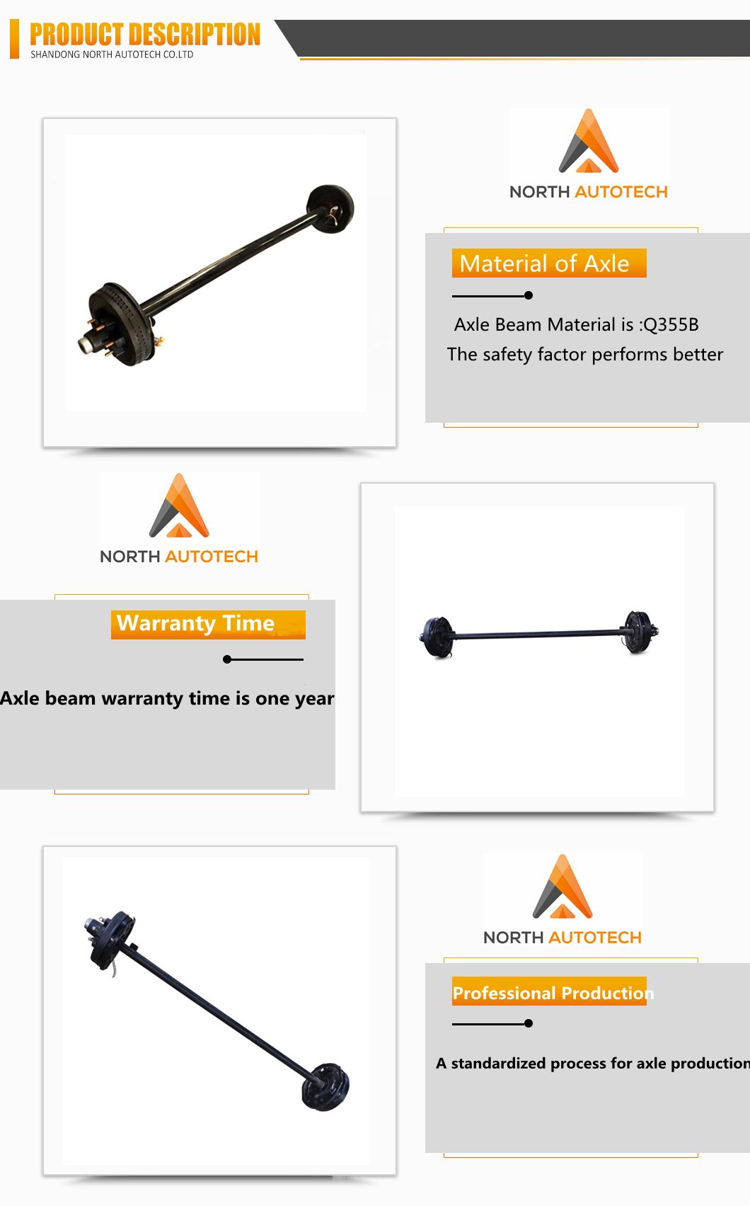 5000 5200 Lb Electric Brake 5K 5.2K Trailer Axle with 6 Lug