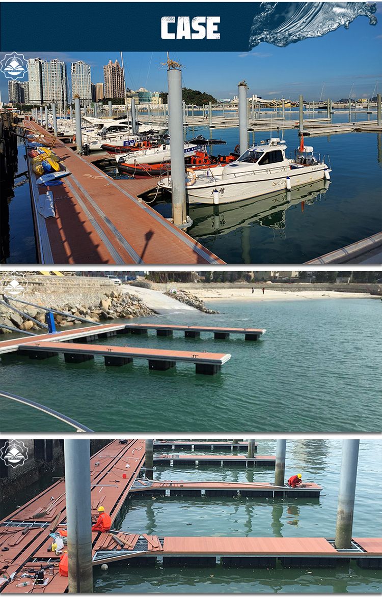 Aluminum Alloy Structure Floating Bridge Marina Jetty Yacht Main Pontoon Dock WPC Decking