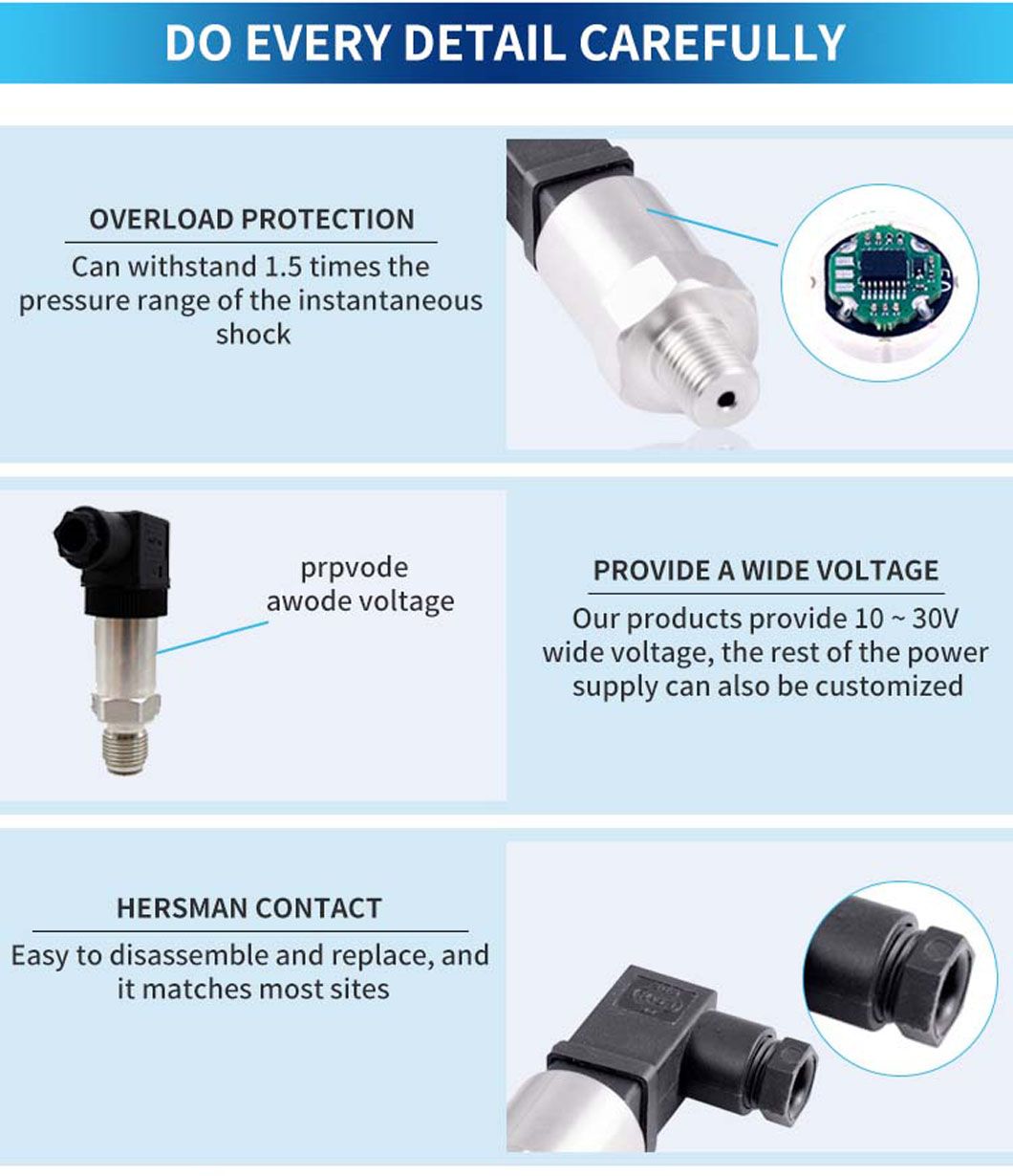 High Precision 4-20mA Pressure Transmitter Sensor for Water Oil Gas PT208