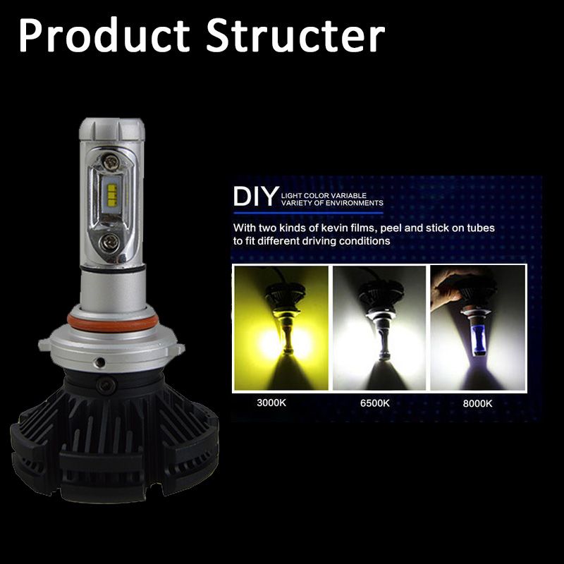 Auto Lighting System 50W 6000lm X3 LED Headlight H8 H9 H11 3 Color LED Bulbs for Car