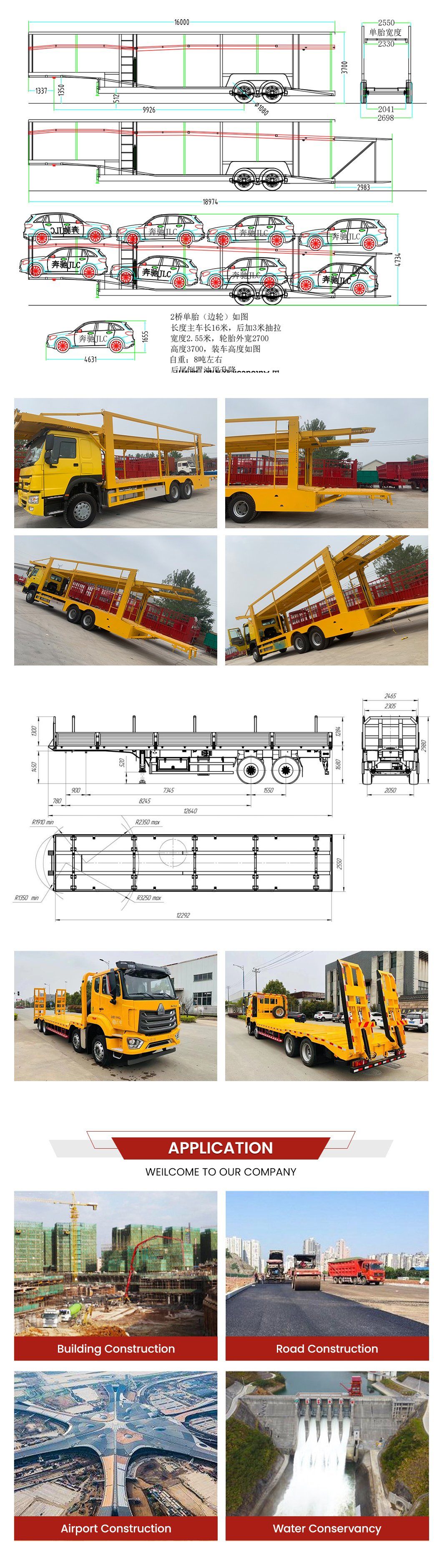 Andong Cheap Semi Trailers China Cargo Truck Semi Trailer Supplier 3 Axle 80 Ton Heavy Duty Gooseneck Lowboy Low Bed Trailer Truck Container Semi-Trailer