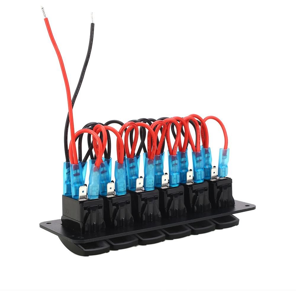 12-24V 6 Gang Red/Blue/Green Rocker LED Boat Rocker Switch Panel