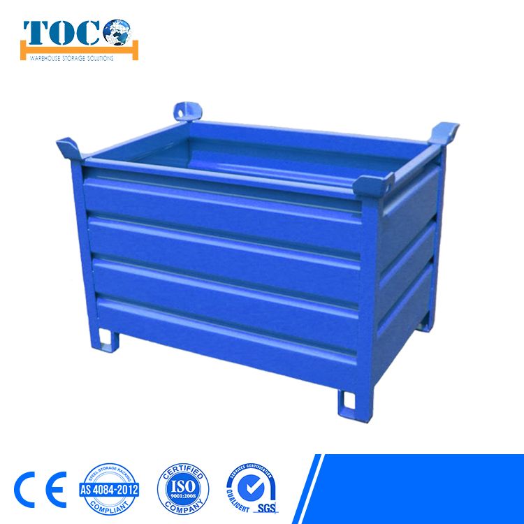 Warehouse Logistics Zinc Plated Stacking Steel Wire Mesh Container Storage Metal Boxes for Pet Prefrom Storage