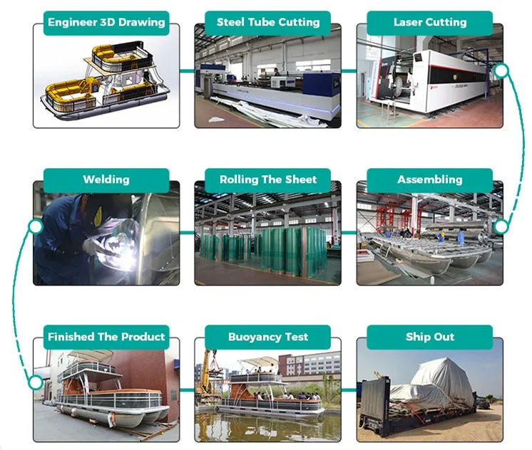 30FT Luxury Double Decker Aluminum Pontoon Boats with Washroom