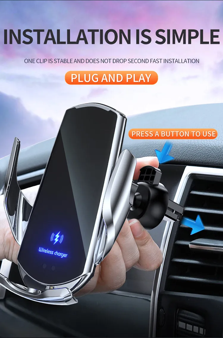New Wireless Charging Stand for Smart Car Mobile Phone Cross Border Amazon Hot 15W Fast Charging Wireless Charger