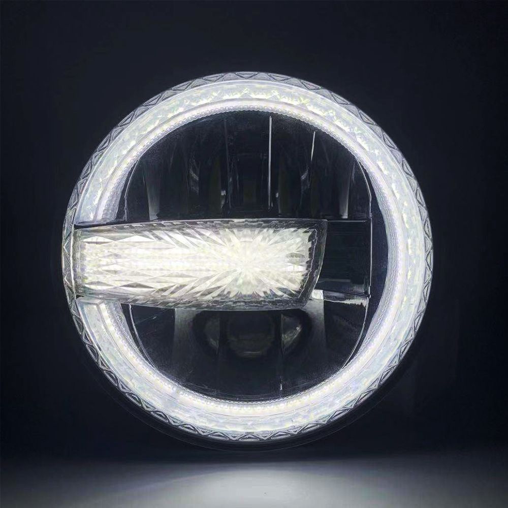 7 Inch Round LED Halo Headlights with Hi/Low Beam Halo Headlamp Offroad Light Angle Eyes Compatible with Jeep Wrangler Jk Tj Lj Universal Motorcyle