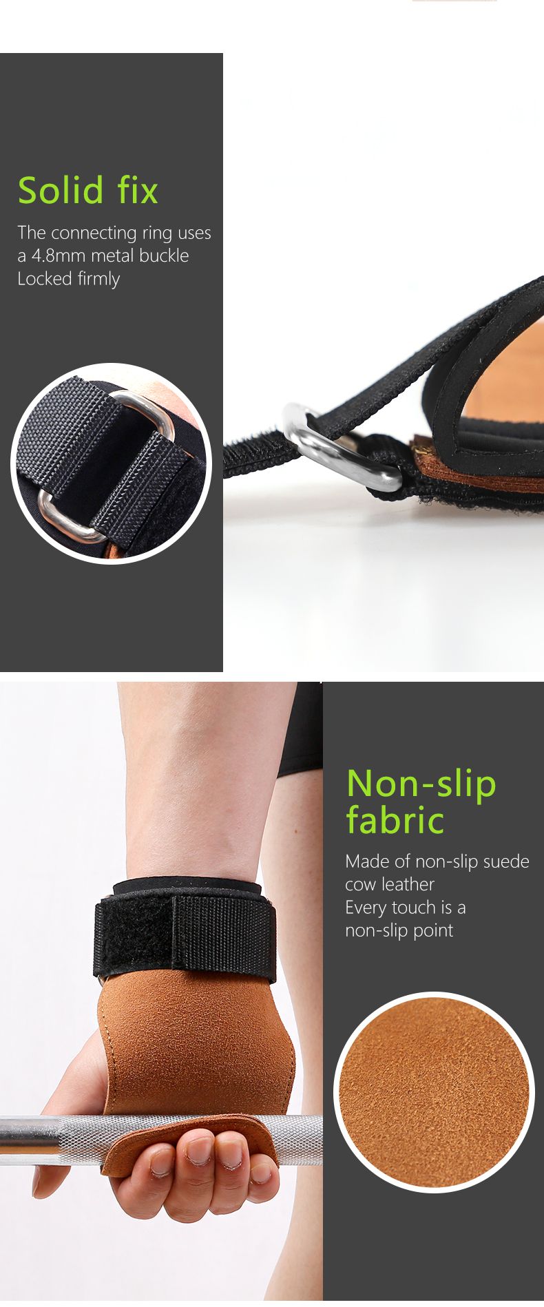 Type-a Leather Gymnastics Hand Grips Weight Lifting Gloves Heavy Duty Straps Unisex
