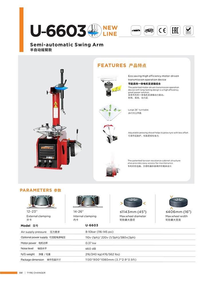 Unite High Quality Tire Changer Tilting Back Tyre Changer Fully Automatic Tire Repair Equipment