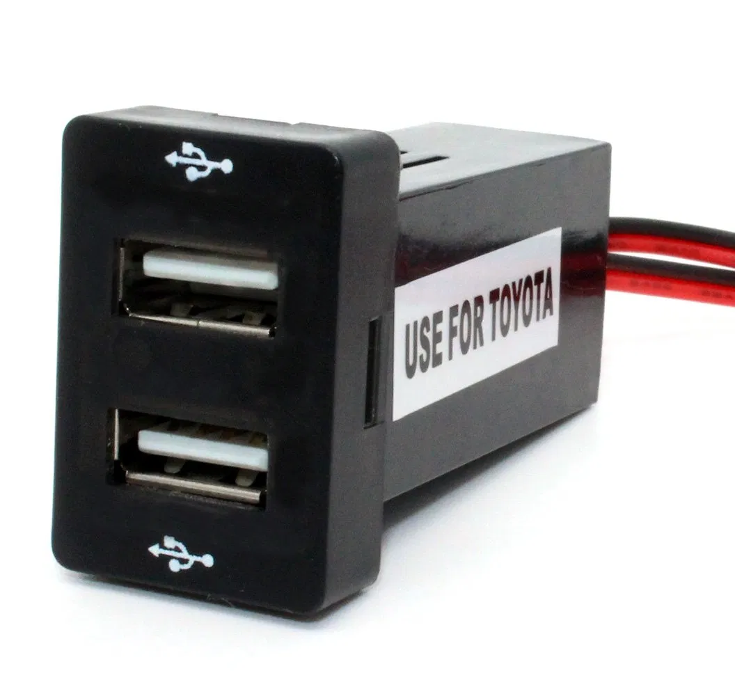 Toyota Car Dual USB Ports Dashboard Mount Charger Blue Light