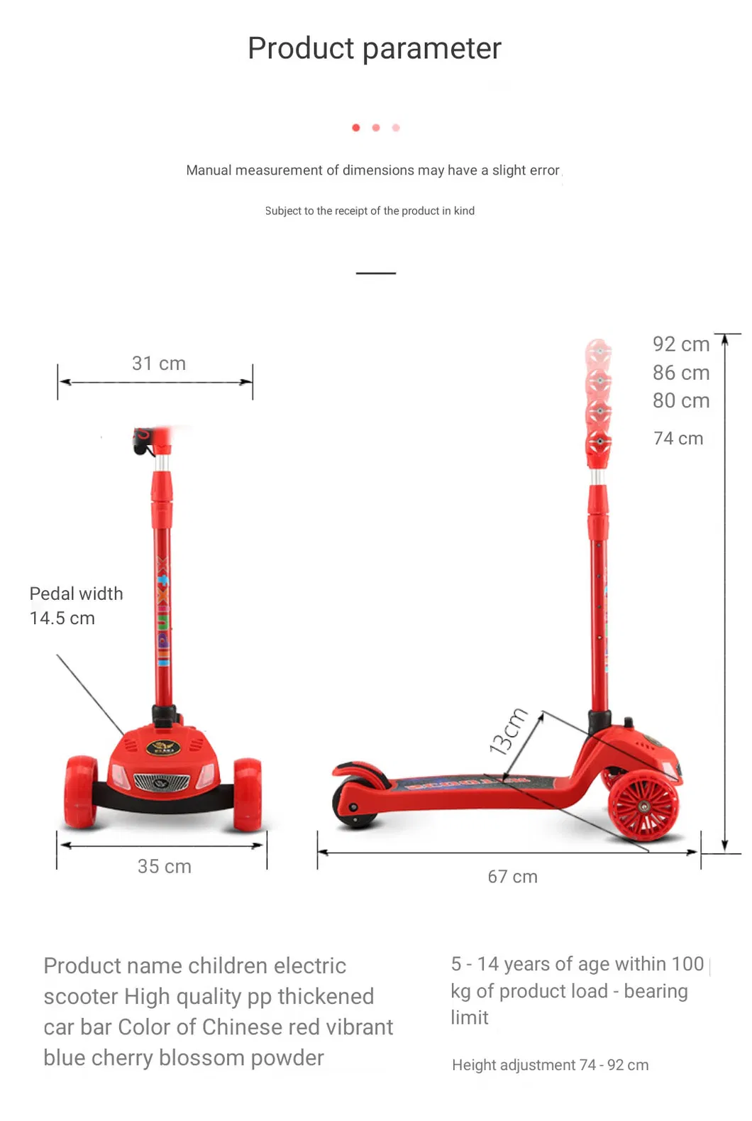 Wholesale Child Electric Scooter Three Wheel PU Flash Wheel Scooter