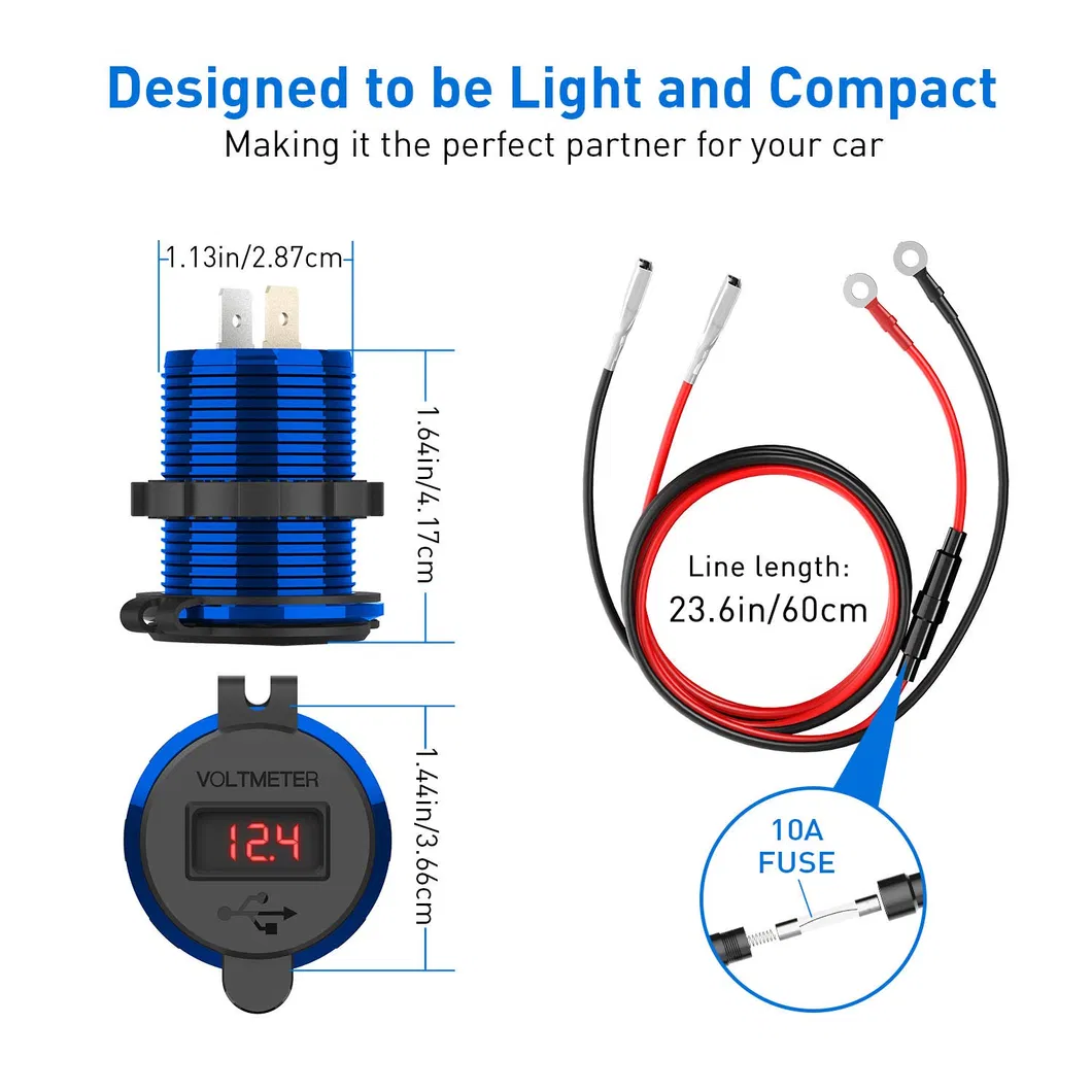 Dual USB Charger Socket Power Outlet 2.1A &amp; 2.1A 4.2A for Car Boat Motorcycle and More