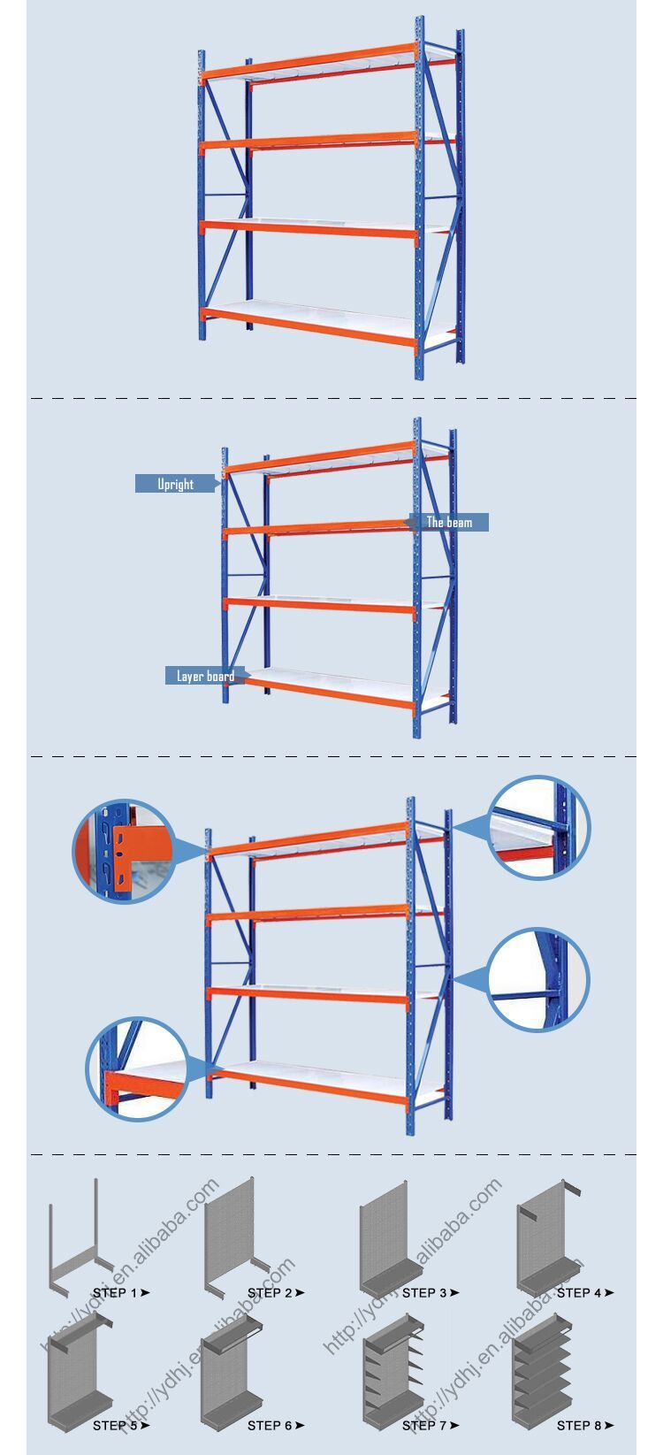 Hot Selling Light Duty 4 Tier Metal Iron Storage Rack