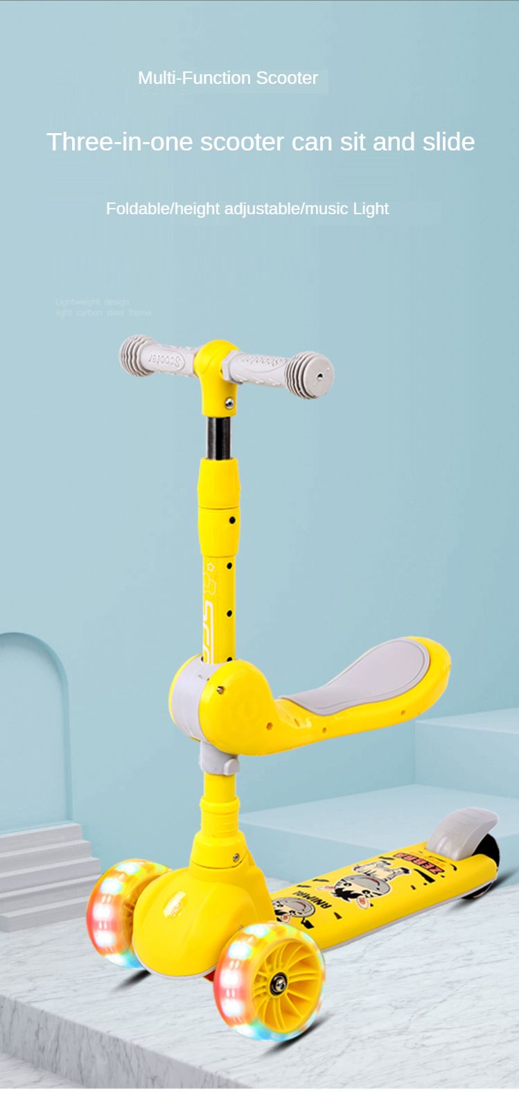 High Quality Environmental Friendly Multi-Functional Baby Scooter Foldable 3 Wheels Kids Scooter