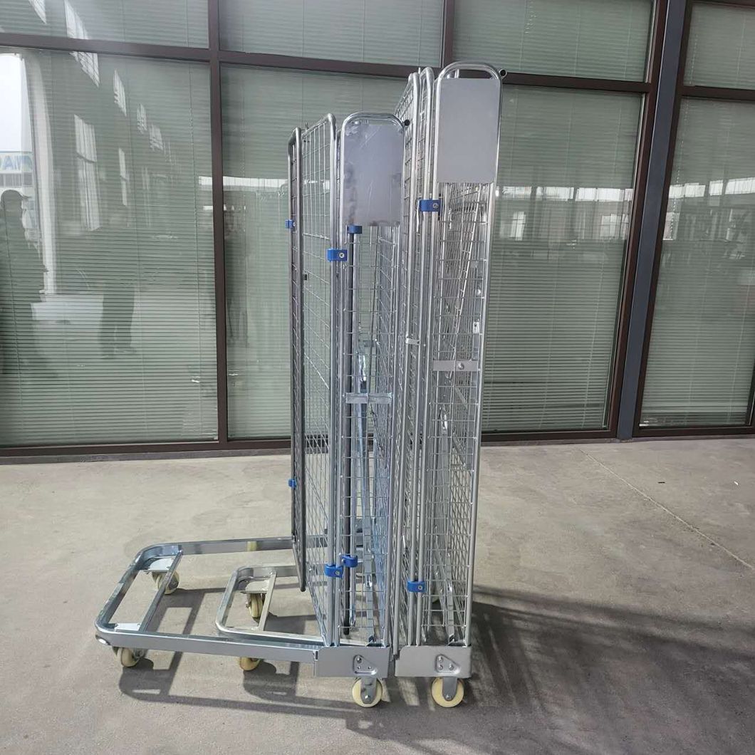 600kg Capacity Mesh Nestable Laundry Folding Logistics Roll Trolley Container