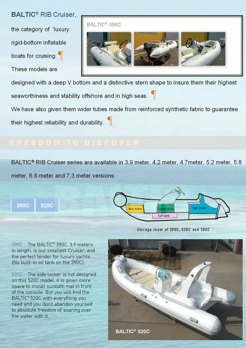 Rib 420 C Yacht Hull Fiberglass Inflatable Boat Suppliers CE