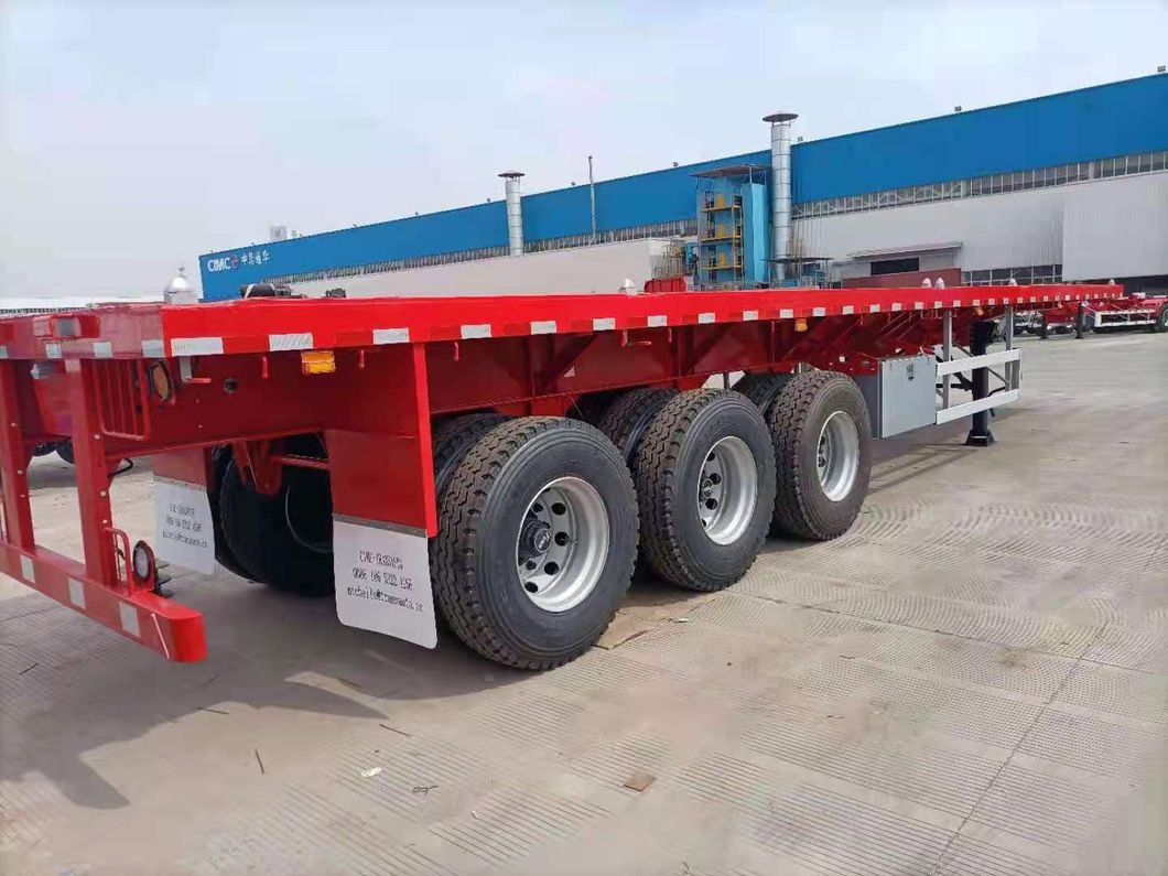Cheaper 3 Axles Lowbed Chassis Tractor Trailer Truck Used Flat Bed Semi Trailer