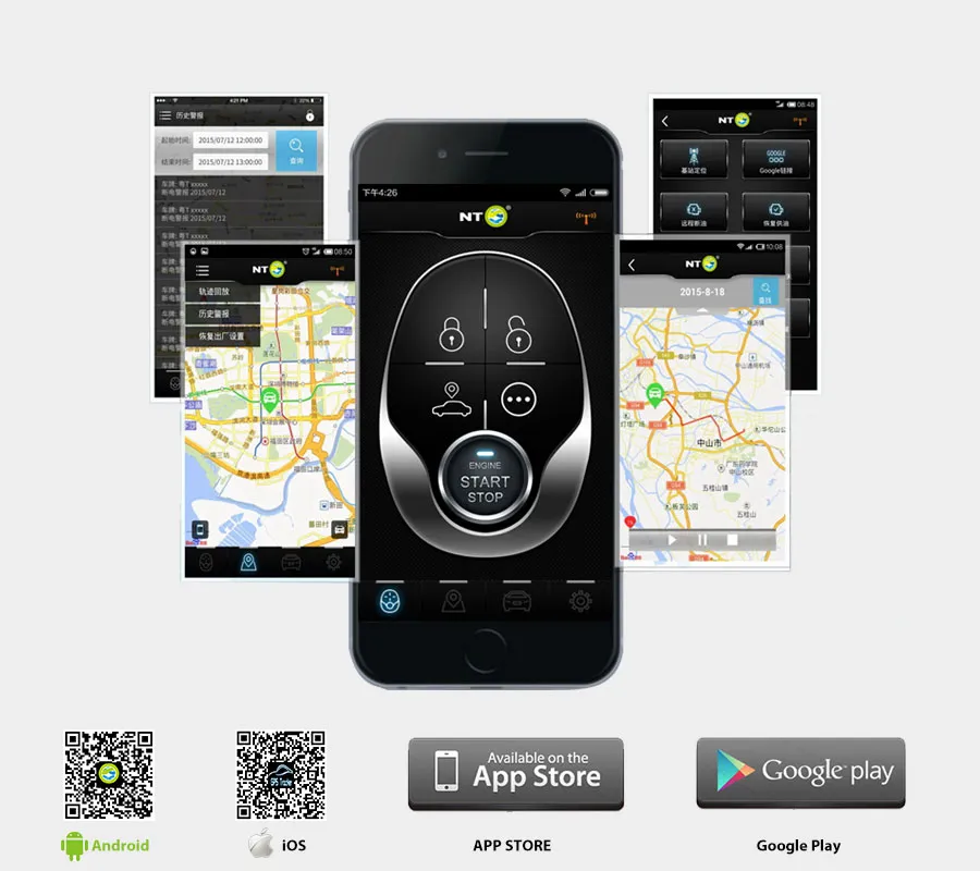 GPS Tracker System Motorcycle Alarm Remote Engine Start