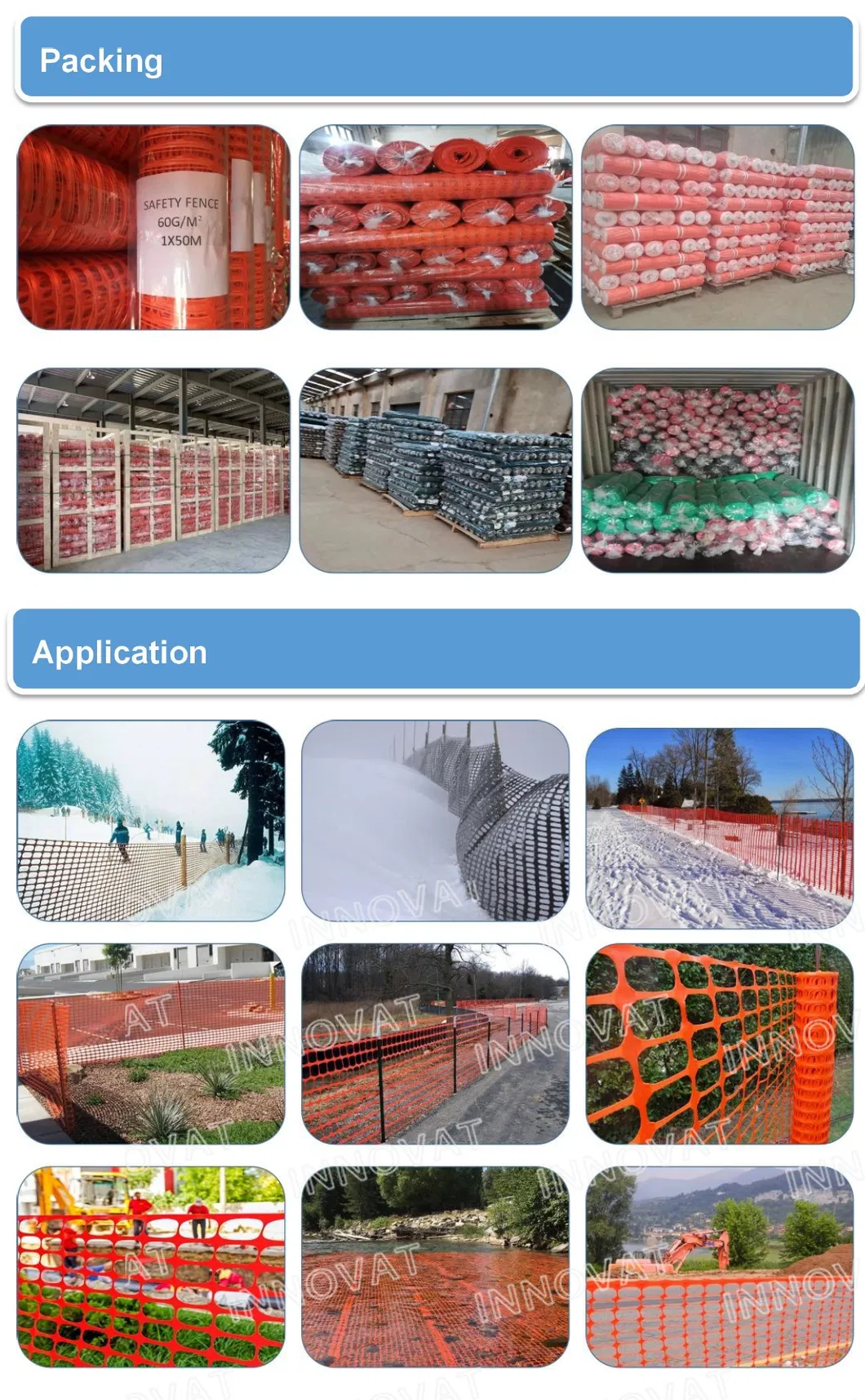 Construction HDPE Outdoor Orange Plastic Safety Warning Barrier Snow Fence