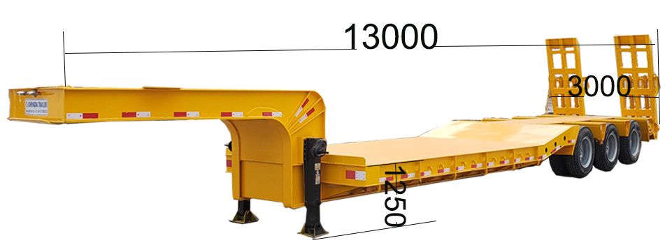 60ton Capacity Excavator Transportation Vehicle Lowbed Lowboy Trailer in Africa