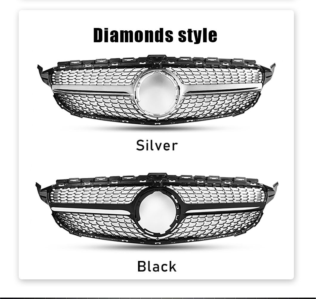Car Front Bumper Grille for Benz C Class W205 C180L C200L C260L 2019-2021
