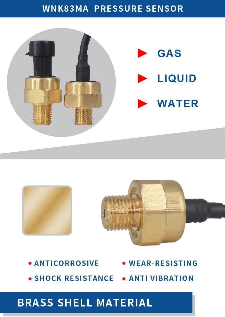 Wnk 0.5-4.5V 10bar 20bar Gauge Pressure Sensor for Water Air Gas