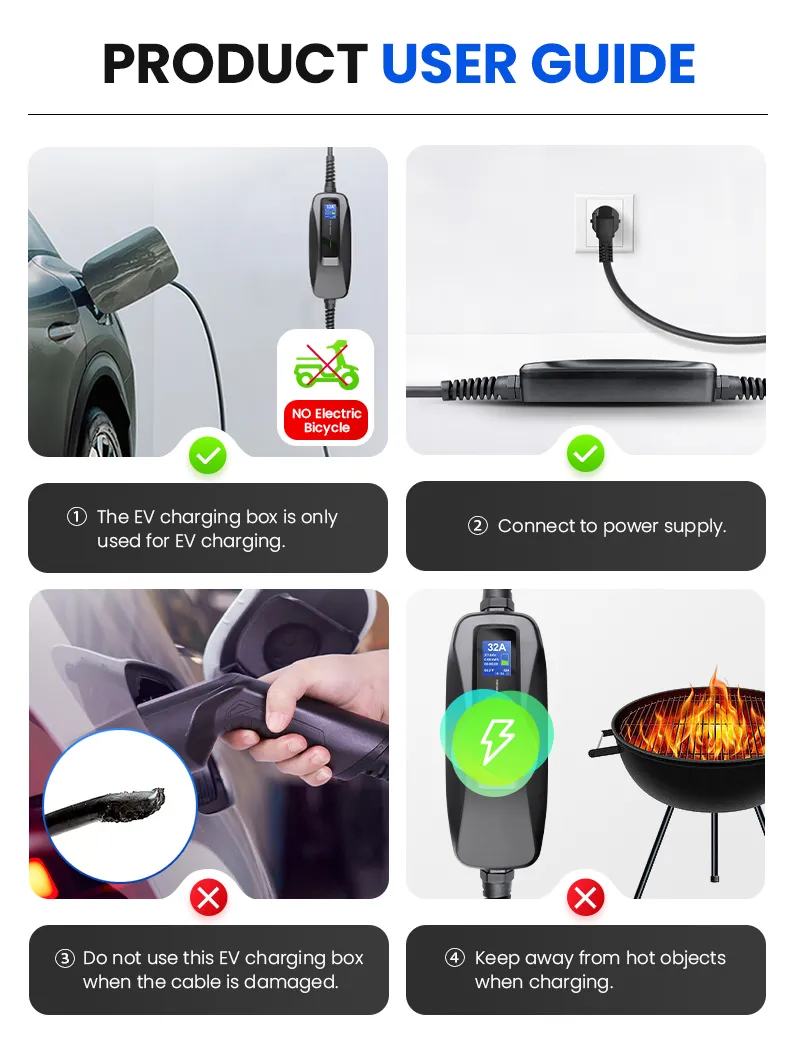 Besen Factory EV Charger IP66 32A 40A Portable Electric Vehicle Charger with Cee Plug