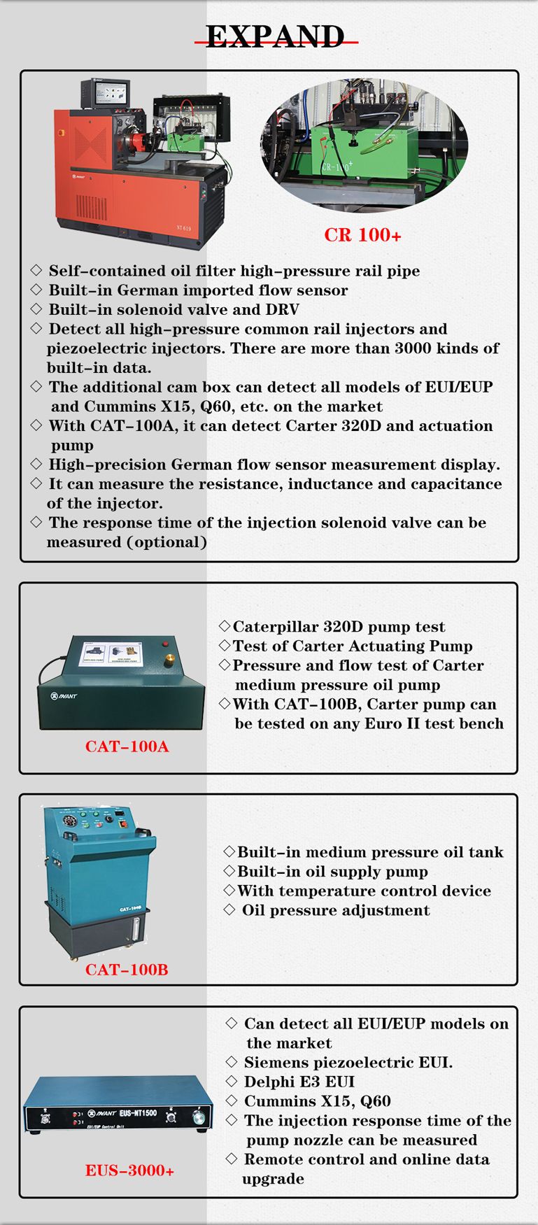 Nt619 Diesel Injection Pump Test Bench, Testing Common Rail Injector and Eui Eup with Cam Box (optional)