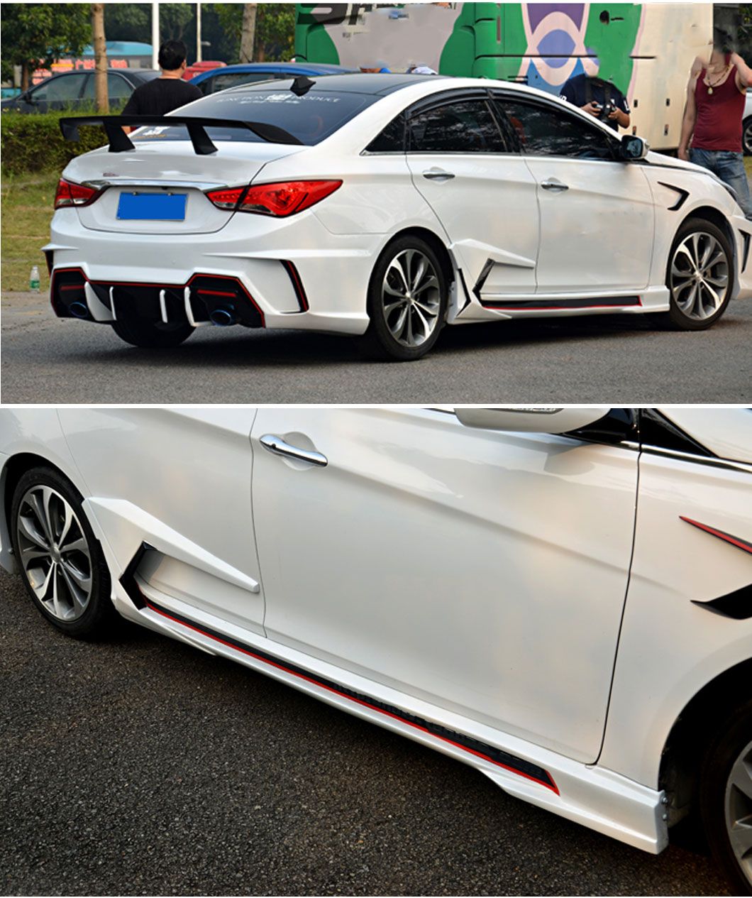 Body Kit Front Rear Bumper Side Skirts for 8th Generation Hyundai Sonata Auto Accessory