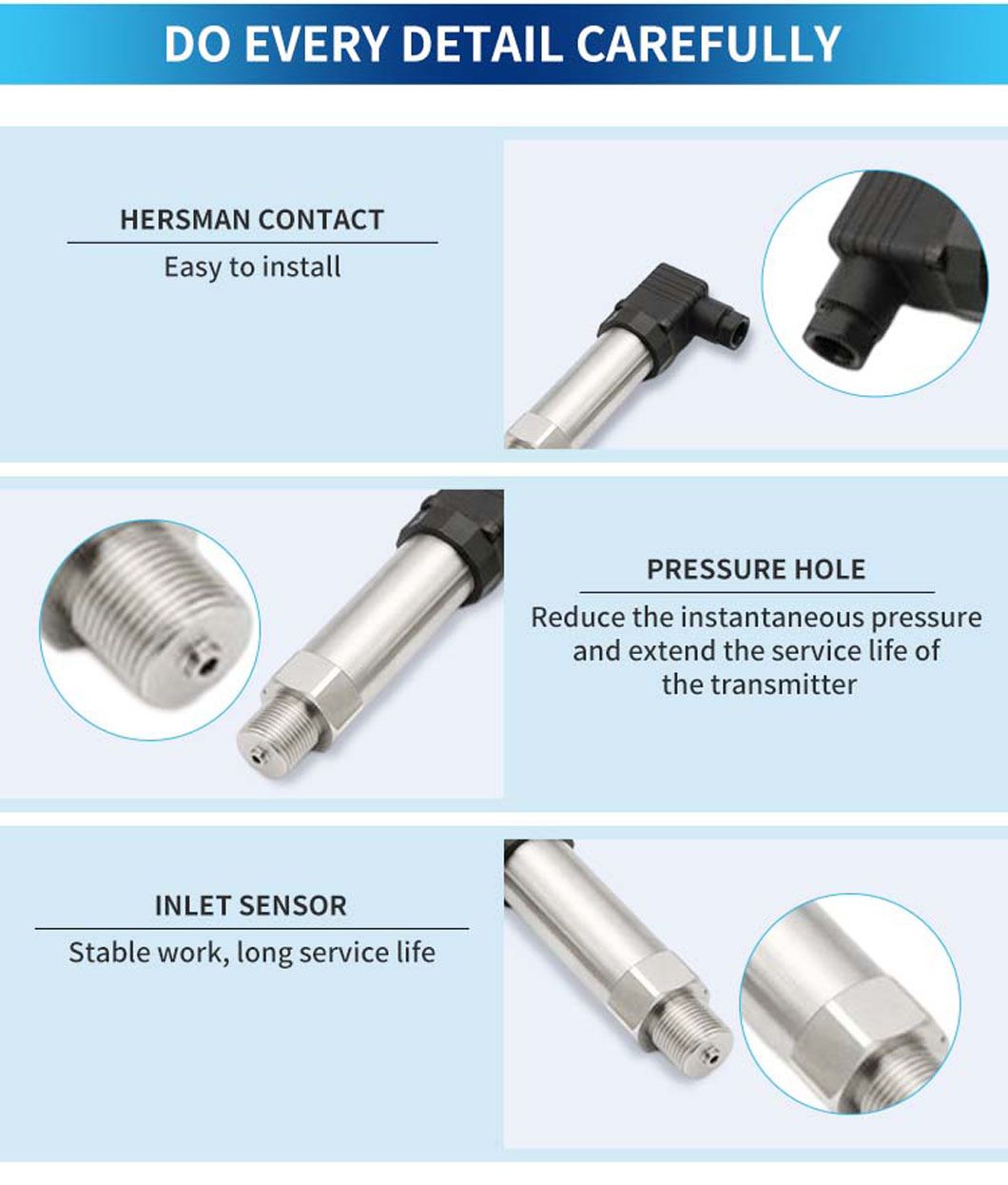 Atech -0.1~100MPa Pressure Measuring Range and Diffusion of Silicon Core Oil Water Pressure Sensor