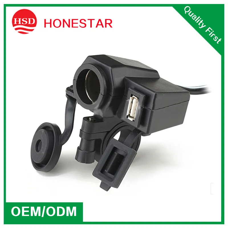 USB Power Supply Outlet Socket Charger Cable 12VDC Motorcycle Cigarette Lighter