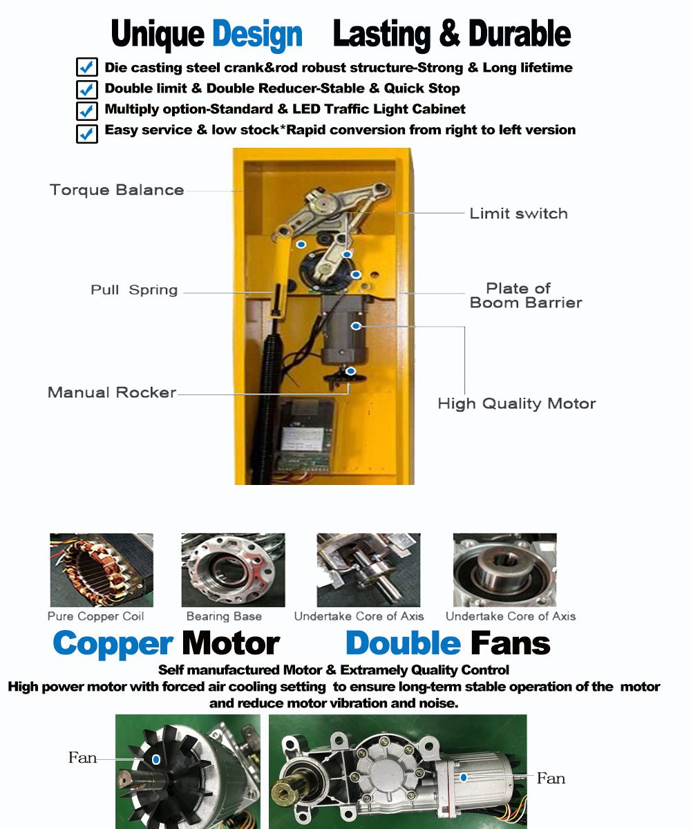 Speed Adjustable Gear Box Traffic Boom Barrier with Controller Vehicle Loop Detector