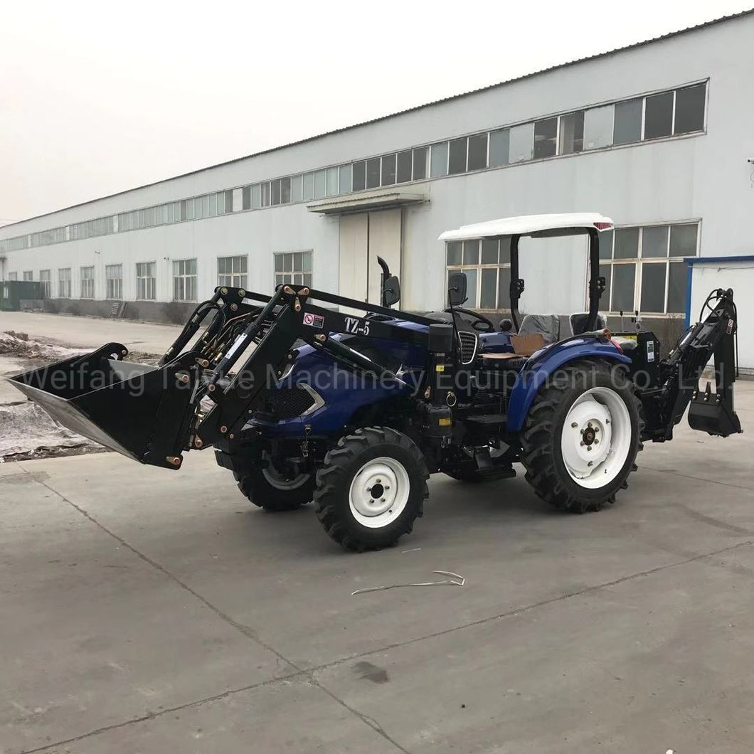 Factory Supply 55HP 4WD Compact Tractor with Front Loader and Backhoe