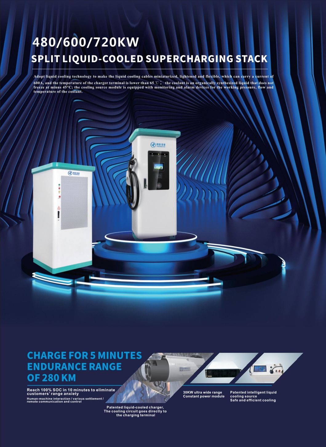 Customizable Liquid-Cooled Supercharger Technology Charging Car DC Fast Electric Vehicle Charger