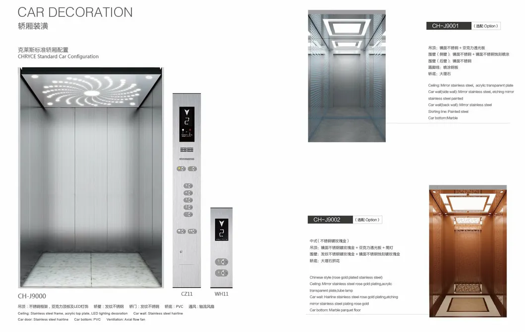 Luxury Residential Cheap Passenger Home Lift Elevator with Stainless Steel Cabin