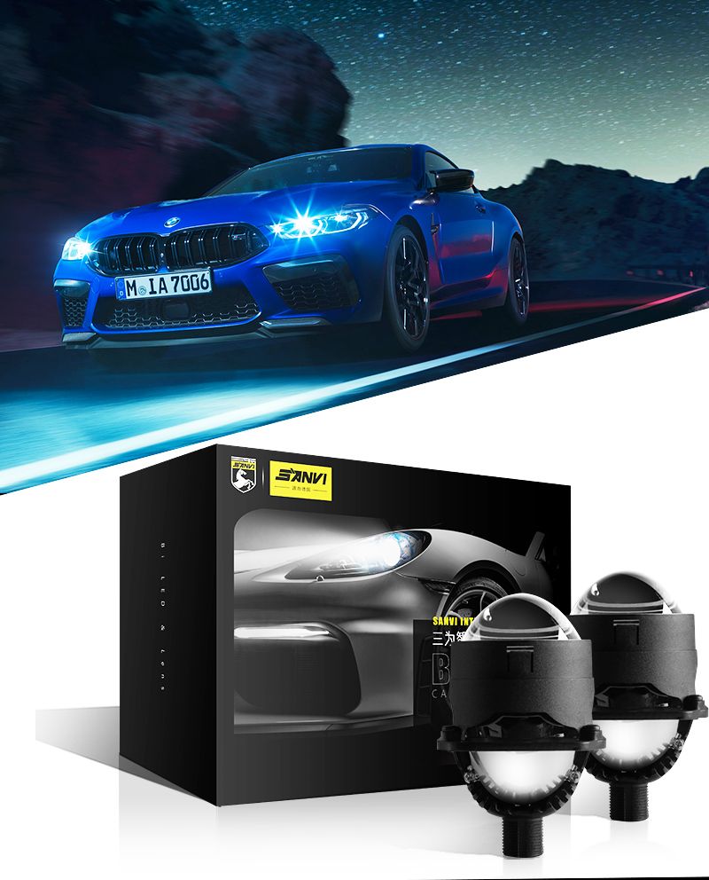Car LED Headlight Bulbs Supplier Ffactory 12V 45W 6000K S8 2.5 Inch LED Projector Lens Headlights Plug Play Universal Install for Motorcycle Truck Bus