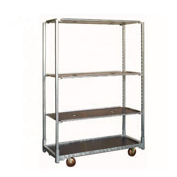 Galvanized Metal Plant Display Nursery Carts Mobile Flower Trolley for Greenhouse Transport Flower