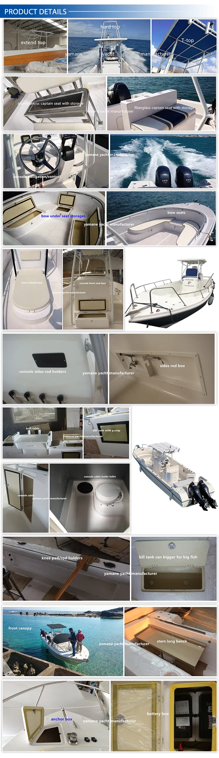 Yamane 9.50m 31FT Center Console with Shadow Open Sea Fiberglass Fishing Sports Boat