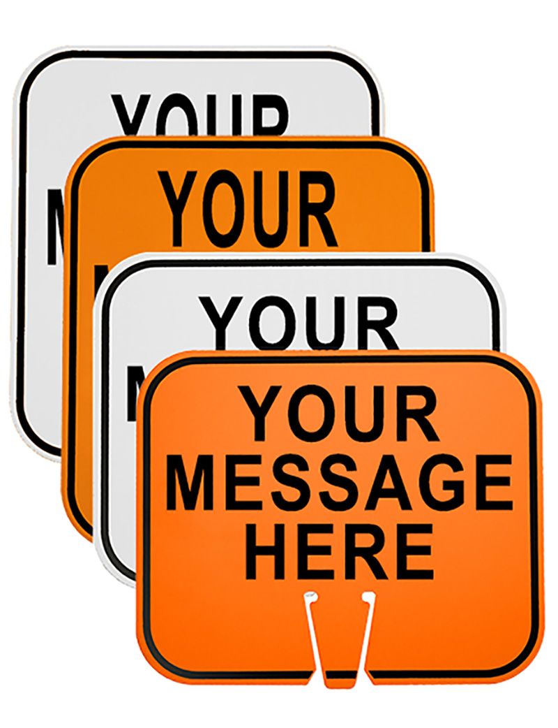 ABS Orange Cone Sign with Custom Message Lot Full