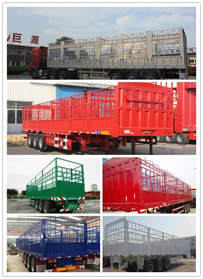 Aotong 3 Axle Animals Transport Fence Semi Trailer Sheep Cow Chicken Carrier Truck Trailers