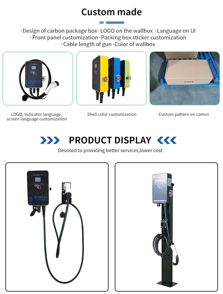 Bluesky 22kw*2 Wall-Mounted 2 Plugs Electric Car Charger Type2 AC EV Charger Home EV Charging Station with APP Control