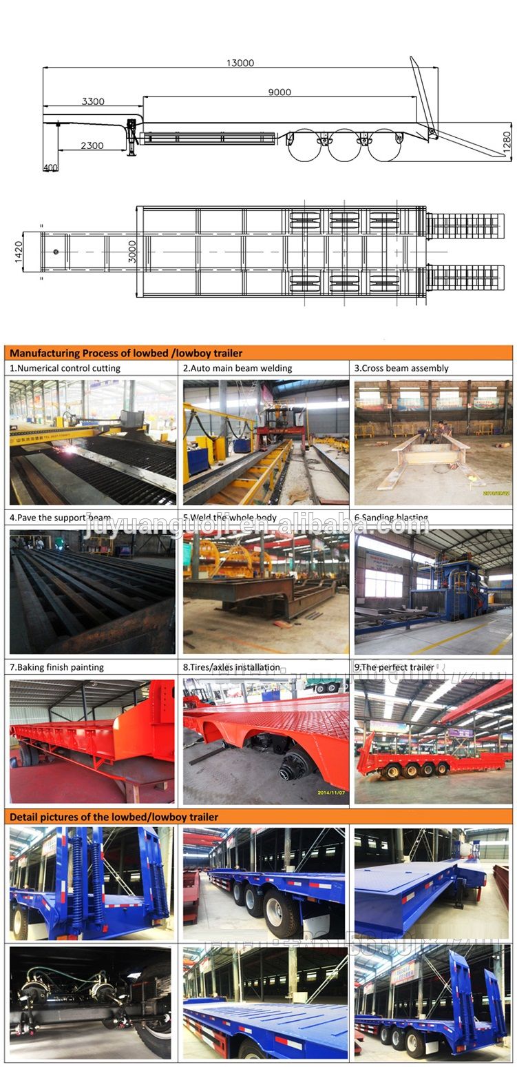 Heavy Load Good Quality 4axles 60/80tons Low Bed Semi Trailer Heavy Loader Dropdeck Lowboy Truck Trailers