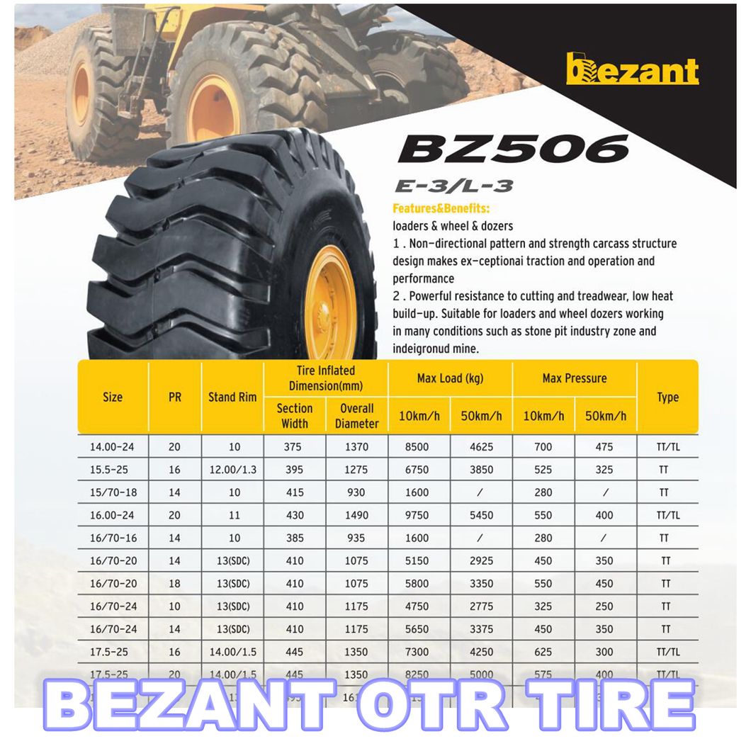 16.00-25 Cheap Wholesale Price Commercial OTR Tire with Tire Tube and Flap
