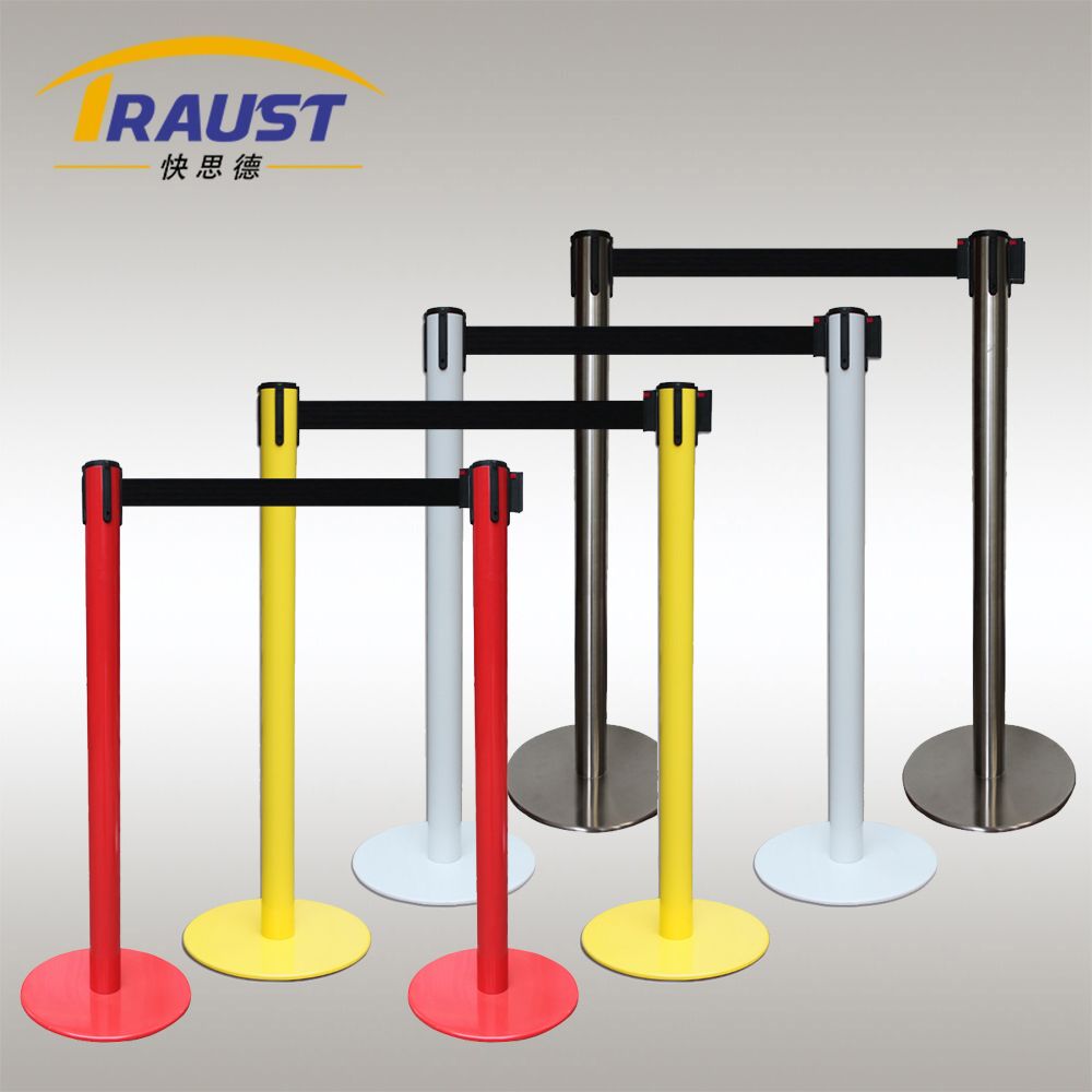 Bank Metal Material Queue Crowd Control Stanchion Retractable Belt Barrier