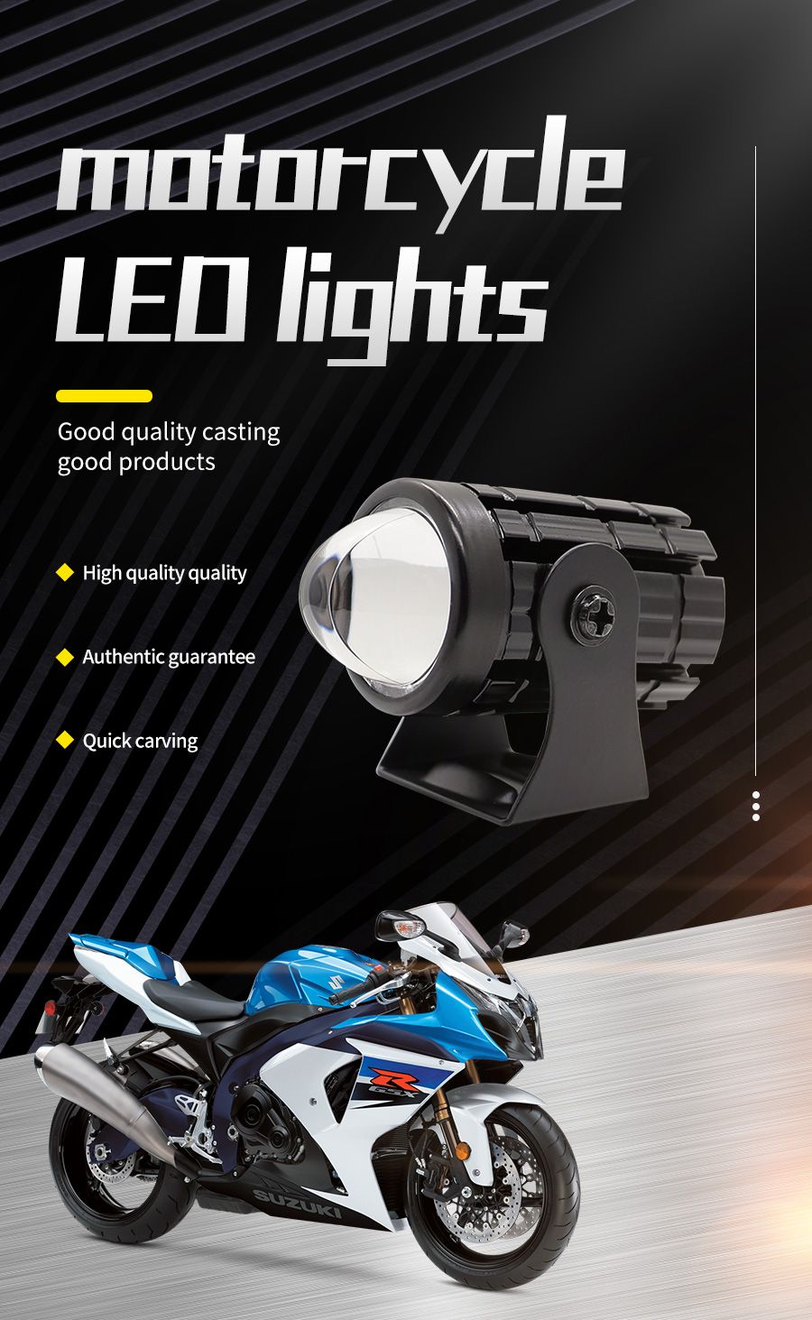 China Factory Big Sale Motorcycle Spotlight High Low Beam 12V 24V Motorcycle LED Lens Dual Color Yellow White Mini LED Lens Moto Spotlight LED Lamp Bulb