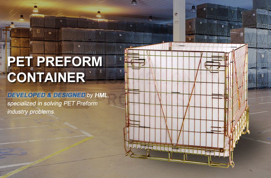 Stackable Metal Mesh Pet Preform Container for Storage
