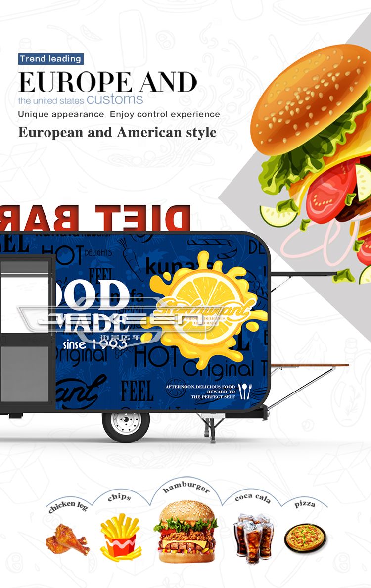 Jekeen New Designed Burger Trailers for Sale Outlook Customized Branka