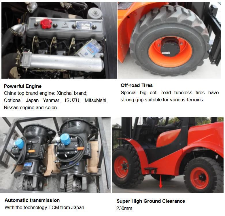 5000kg Rough Terrain Forklift Electric Forklift Diesel Forklift Mini Forklift