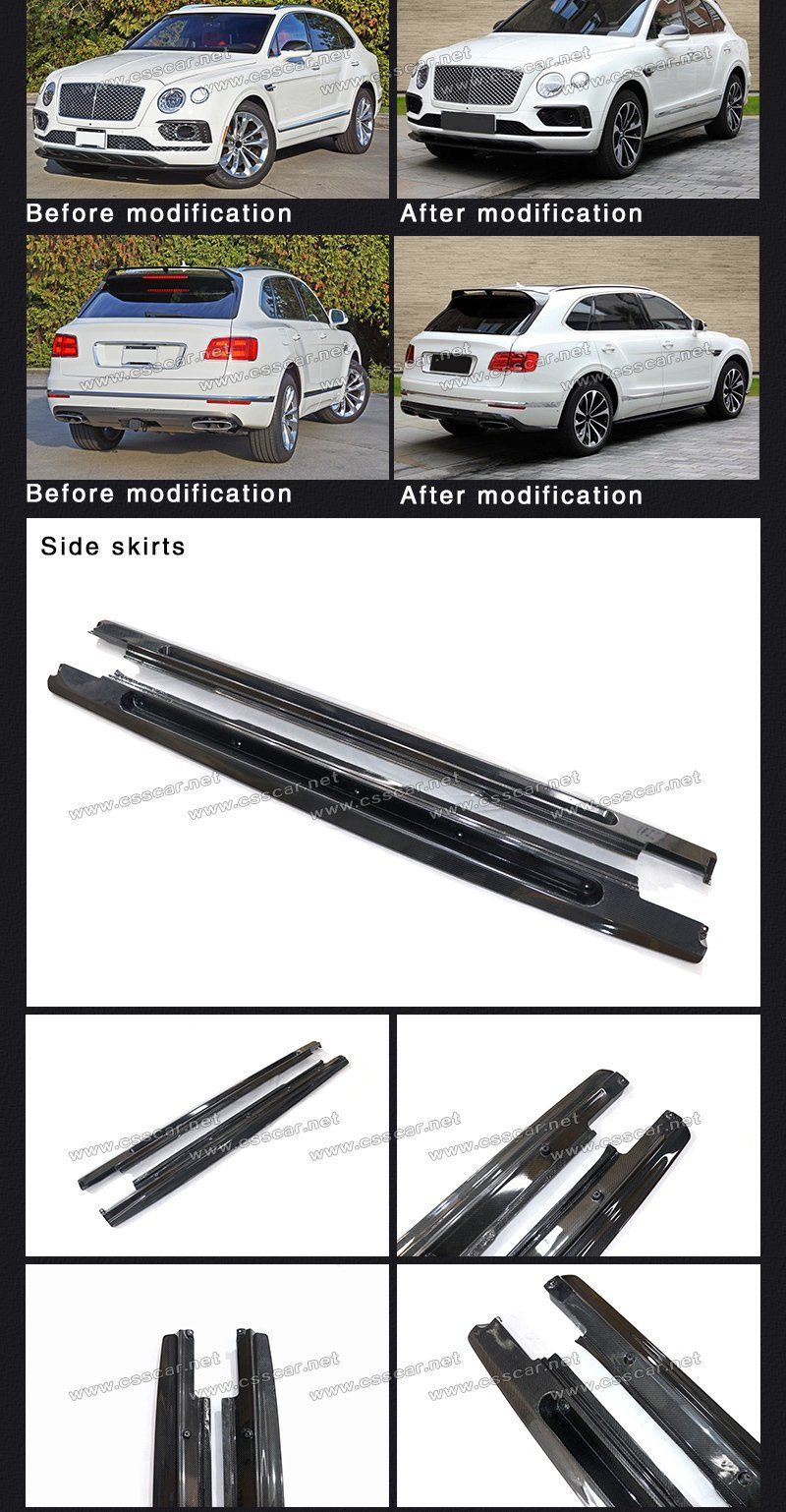 High Glossy Finish Carbon Fibre Car Side Skirt for Bentley Bentayga W12 Limited Edition