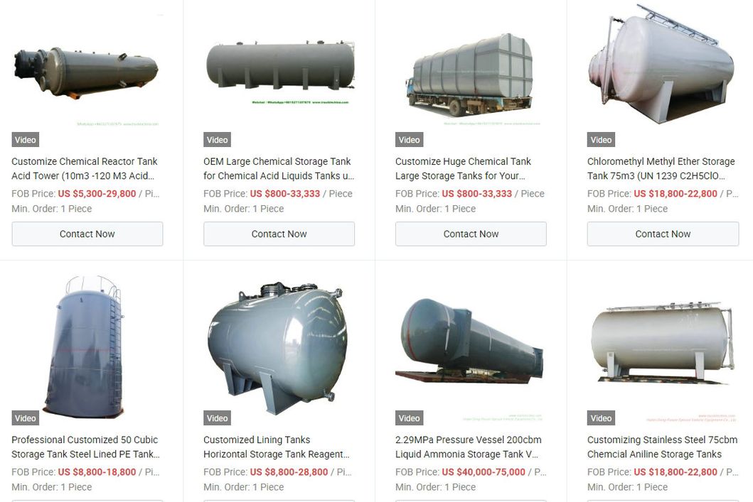 Customize Large Underground Liquid Fuel Oil Gas Petrochemicals Sulfuric Acid Storage Tanks 60cbm-180cbm